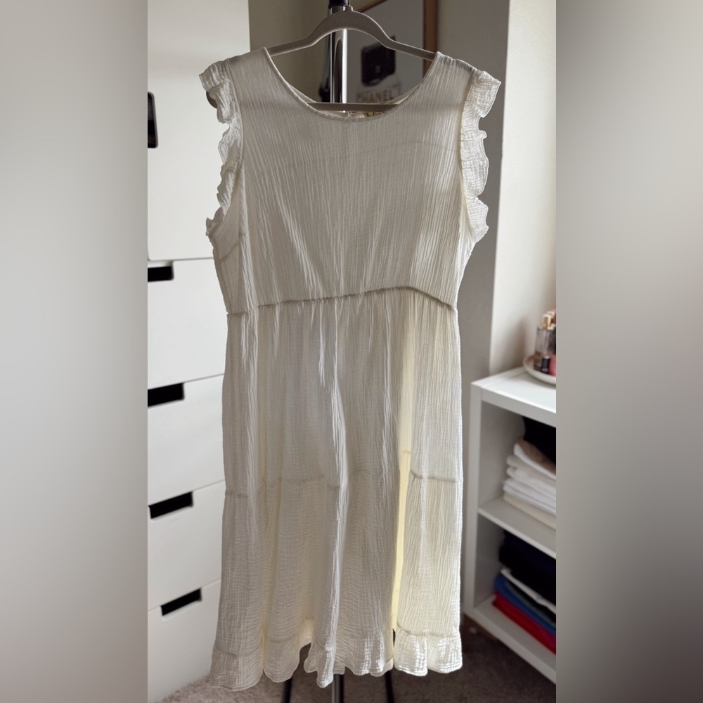 Indigo Rose White Ivory Ruffle Short Sleeves Maxi Dress Women’s Plus Size 2X
